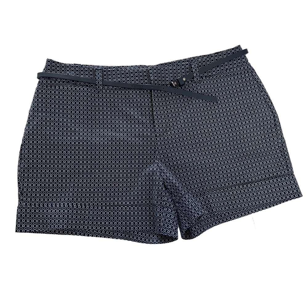 Catherine Malandrino Geometric Print Shorts Size 12 Navy White Preppy Coastal